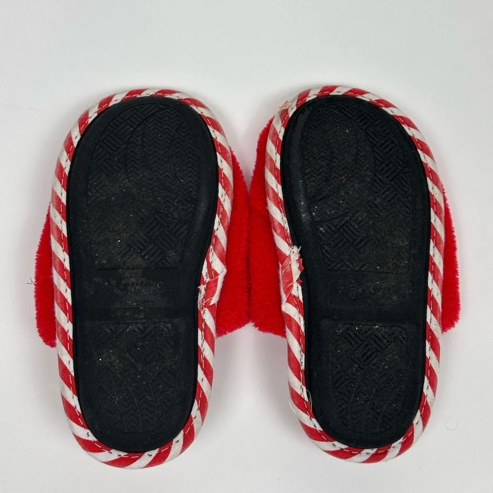 Kids Unisex Grinch Holiday Slide Slippers w/ 3D Hat & Bow